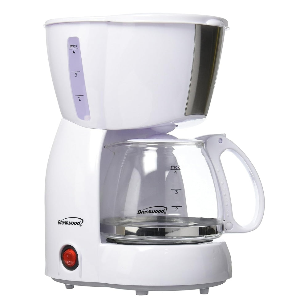 Brentwood 4-Cup Coffee Maker, 11in x 6in, White