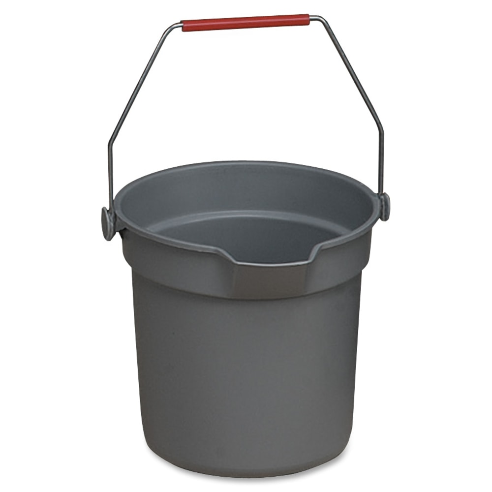 Rubbermaid Commercial Brute 10-quart Utility Bucket - 2.50 gal - Heavy Duty, Rust Resistant, Bend Resistant - 10.2in - Plastic, Steel, High-density Polyethylene (HDPE) - Gray, Nickel, Chrome - 12 / Carton