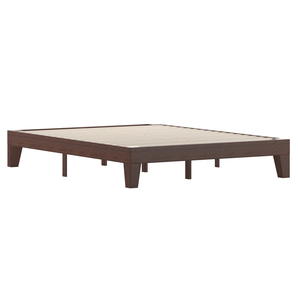 Flash Furniture Evelyn Wood Platform Bed With Wooden Support Slats, Queen, 79-1/2inL x 59-1/2inW x 79-1/2inD, Walnut