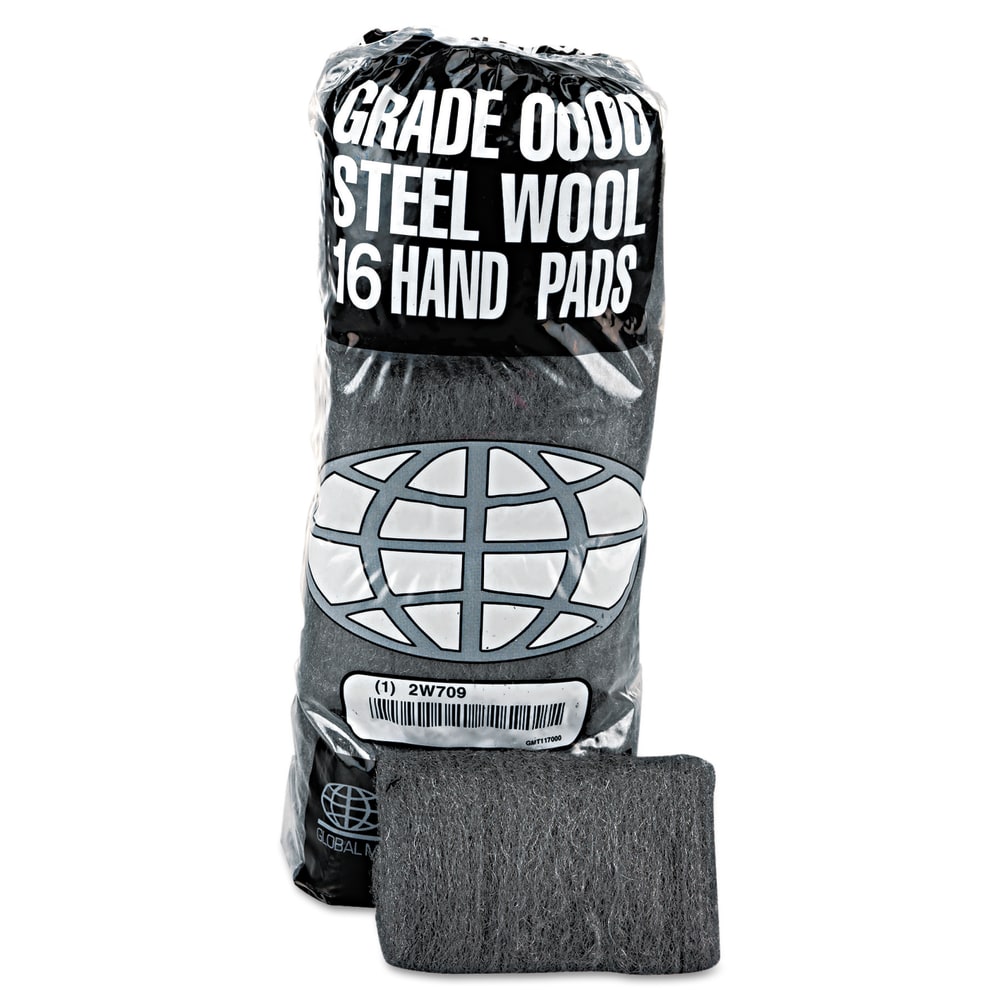 GMT Steel Wool Hand Pads, #0000 Super Fine, 16 Pads Per Pack, Carton of 12 Packs