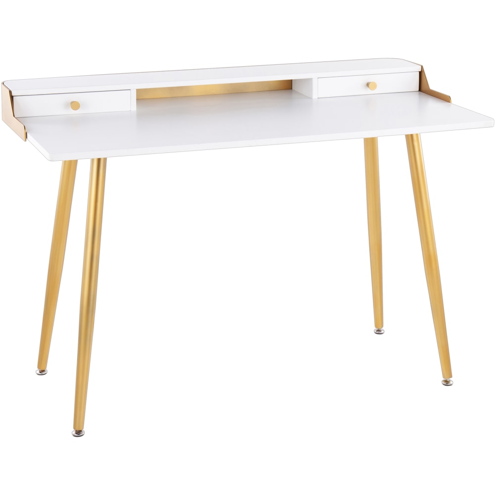 LumiSource Harvey 48inW Computer Desk, Gold/White