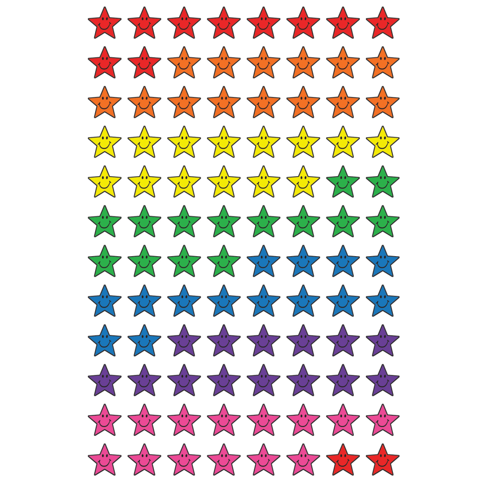 Trend superShapes Stickers, Star Smiles, 800 Stickers Per Pack, Set Of 6 Packs