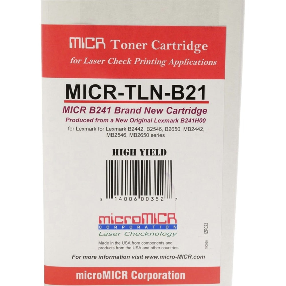 microMICR MICR Standard Yield Laser Toner Cartridge - Alternative for Lexmark B241H00 - Black - 1 Each - 6000 Pages