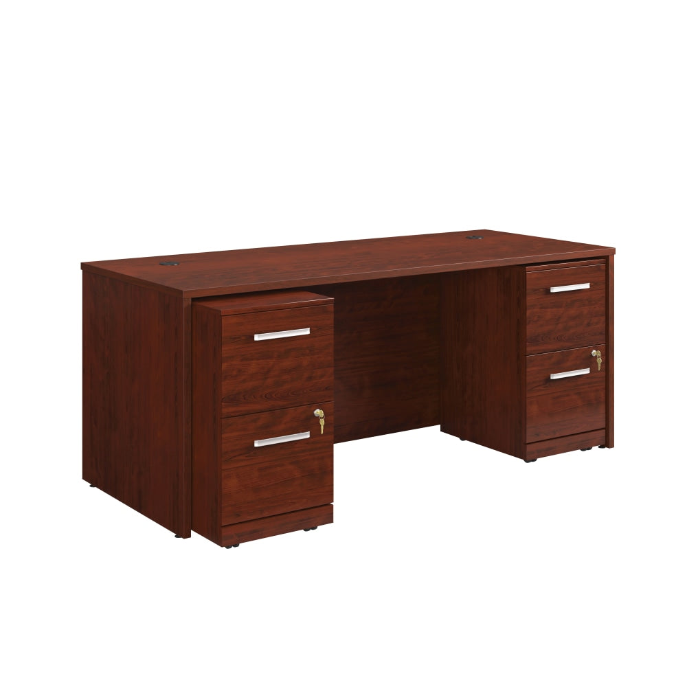 Sauder Affirm Collection Executive Desk With Two 2-Drawer Mobile Pedestal Files, 72inW x 30inD, Classic Cherry