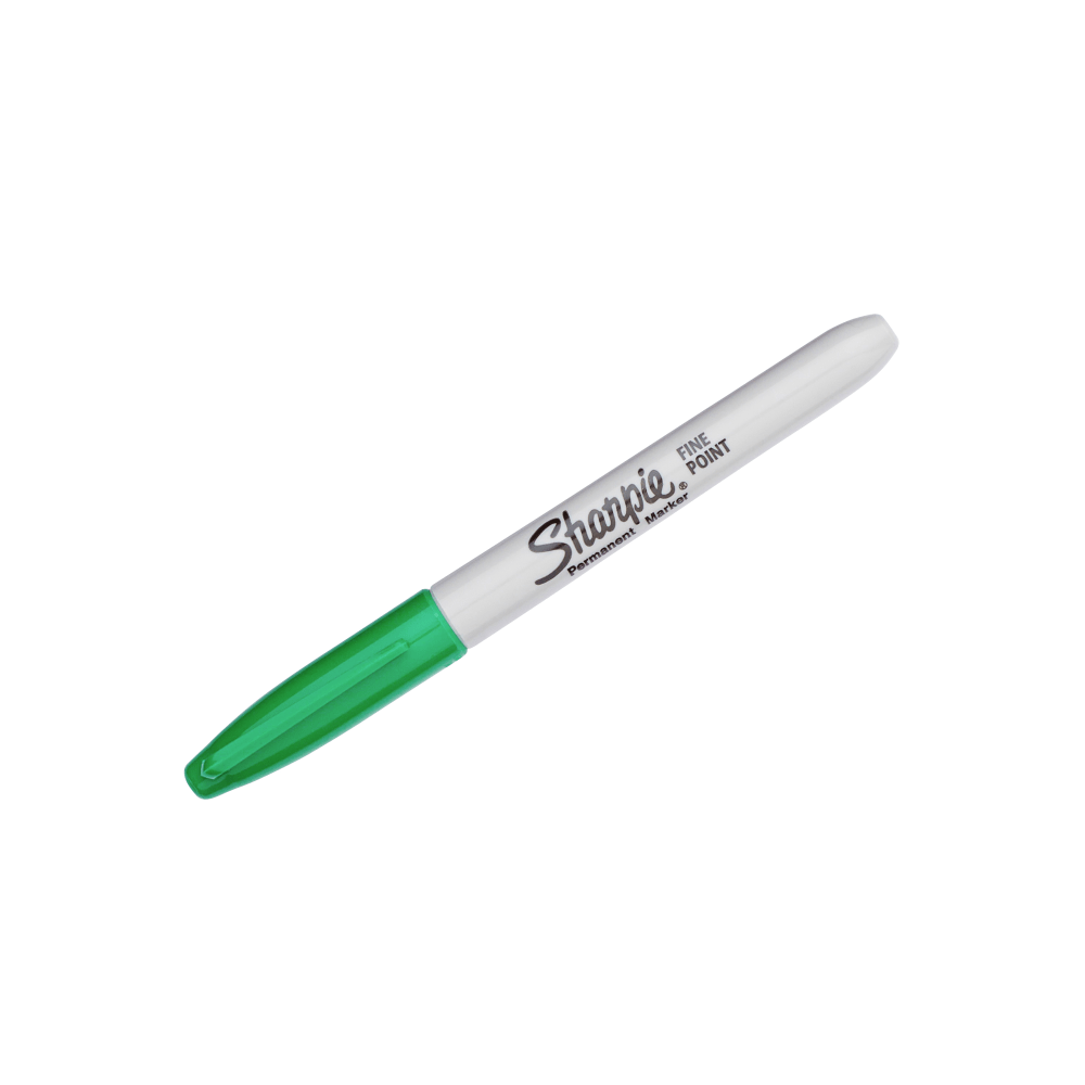 Sharpie Permanent Fine-Point Markers, Green, Pack Of 12