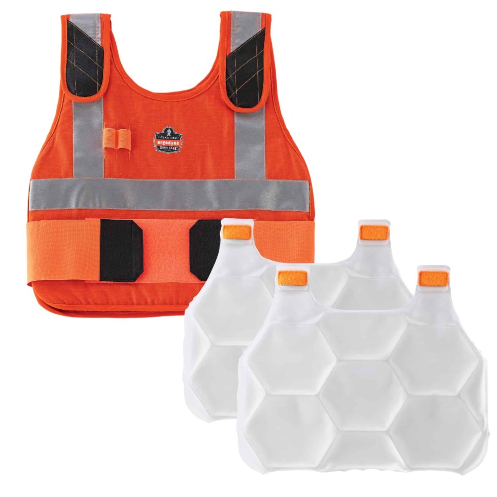 Ergodyne Chill-Its Phase Change Cooling Vest, Premium FR, Small/Medium, Orange, 6215