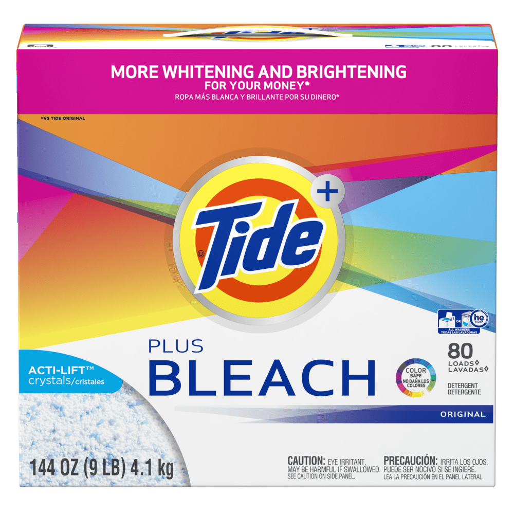 Tide Powder Laundry Detergent With Bleach, Original Scent, 144 Oz Box, Case Of 2 Boxes