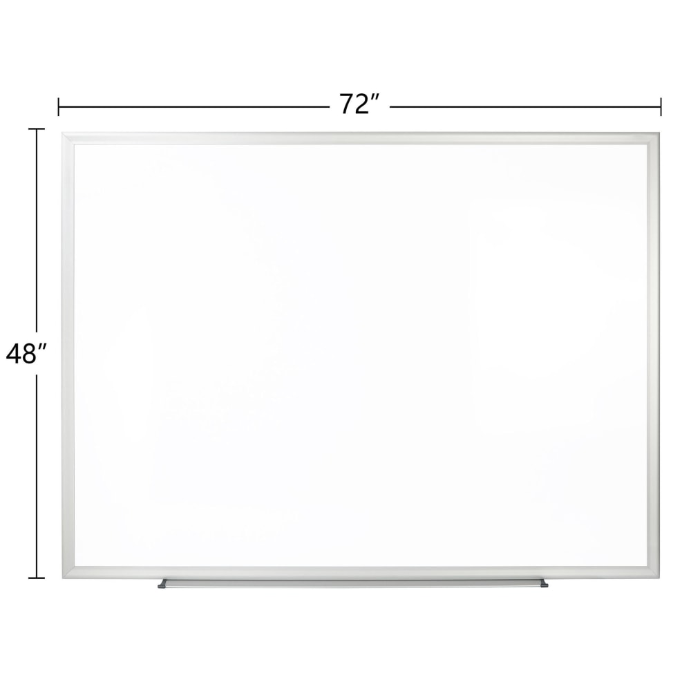 Office Depot Brand Non-Magnetic Melamine Dry-Erase Whiteboard With Marker, 48in x 72in, Aluminum Frame With Silver Finish