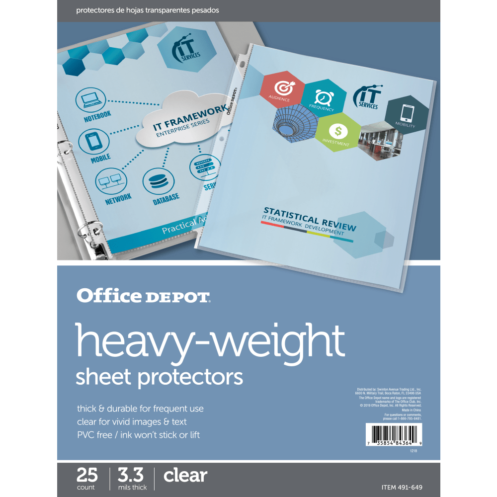 Office Depot Brand Heavyweight Sheet Protectors, 8-1/2in x 11in, Clear, Pack Of 25