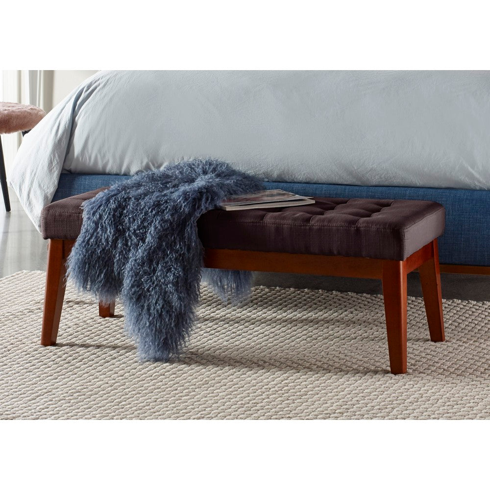 Elle Decor Claire Tufted Bench, Chocolate Brown/Brown