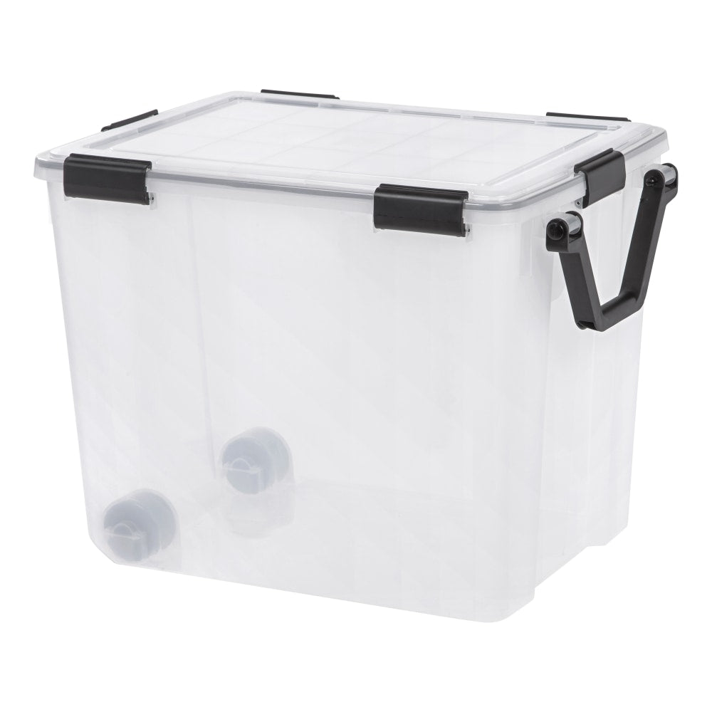 IRIS Weathertight Plastic Storage Container With Latch Lid, 18 3/4in x 17 3/4in x 23 5/8in, Clear