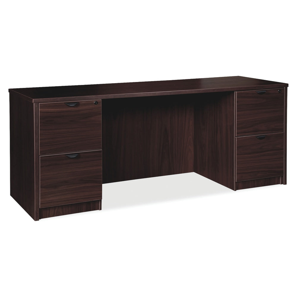 Lorell Prominence 2.0 66inW Double-Pedestal Credenza Computer Desk, Espresso