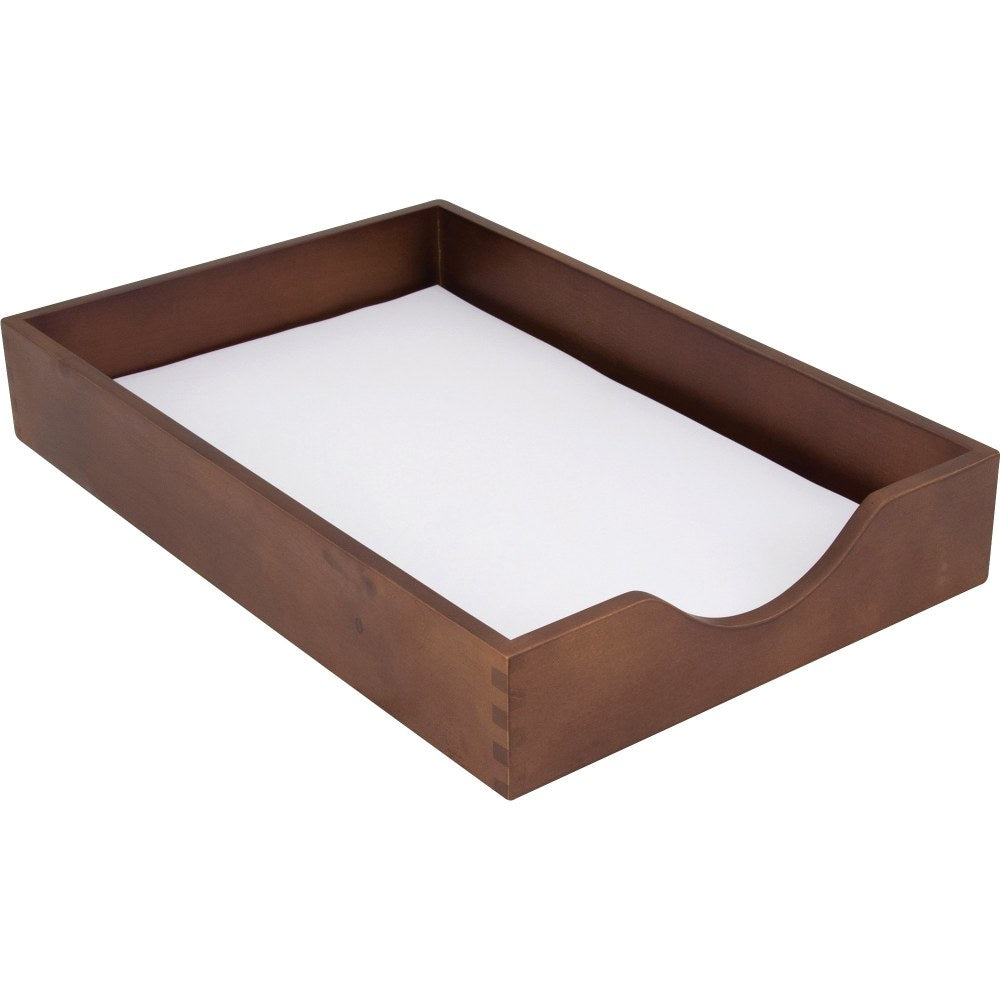 Carver Walnut Finish Solid Wood Desk Trays, 11inH x 3 1/2inW x 16inD, Walnut/Oak