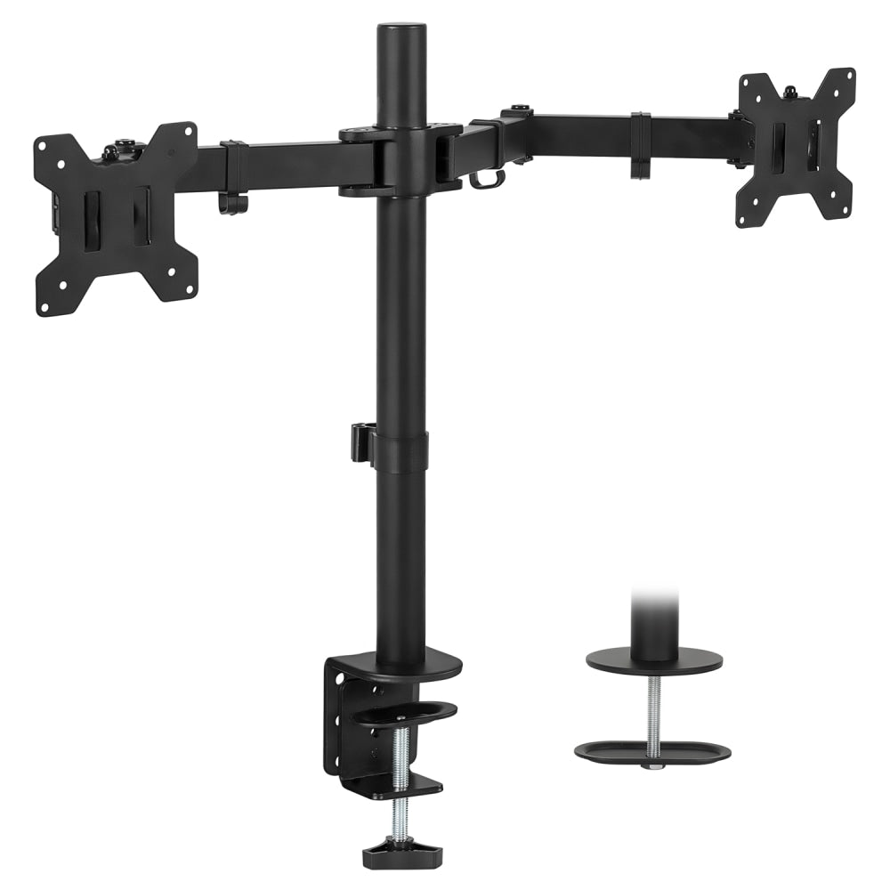 Mount-It! MI-2752 Dual Monitor Desk Mount For 13 - 27in Monitors, 17-11/16inH x 28inW x 5-1/2inD, Black