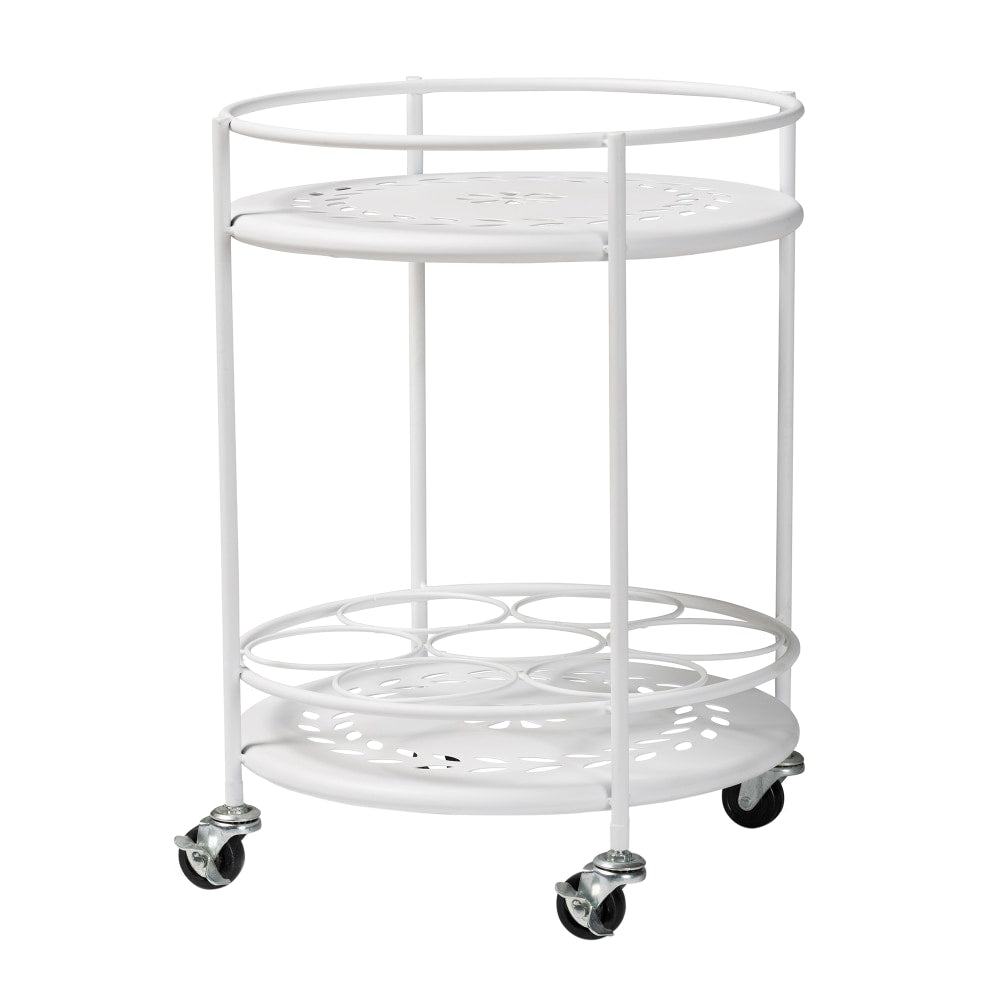 Baxton Studio Dallan 2-Tier Kitchen Cart, 18-5/8inH x 14inW, White