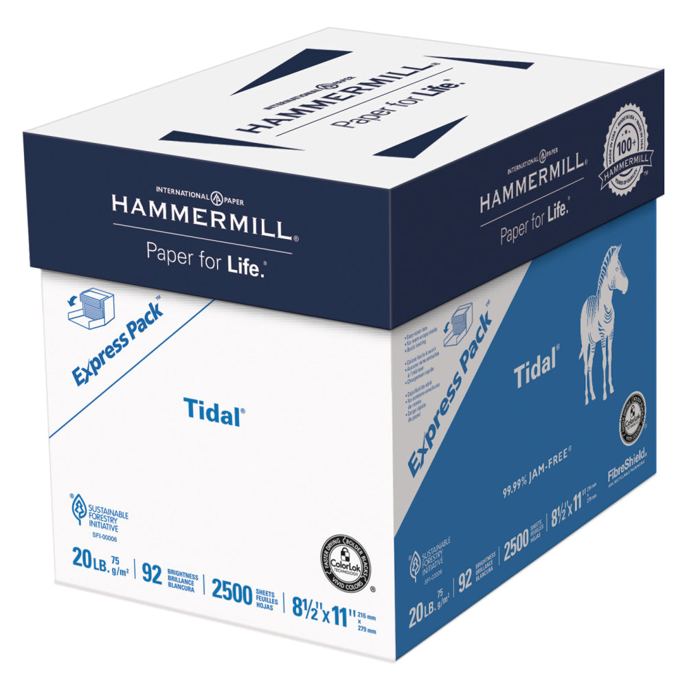 Hammermill Tidal Multi-Use Printer & Copy Paper, White, Letter (8.5in x 11in), 2500 Sheets Per Case, 20 Lb, 92 Brightness, Case Of 5 Reams