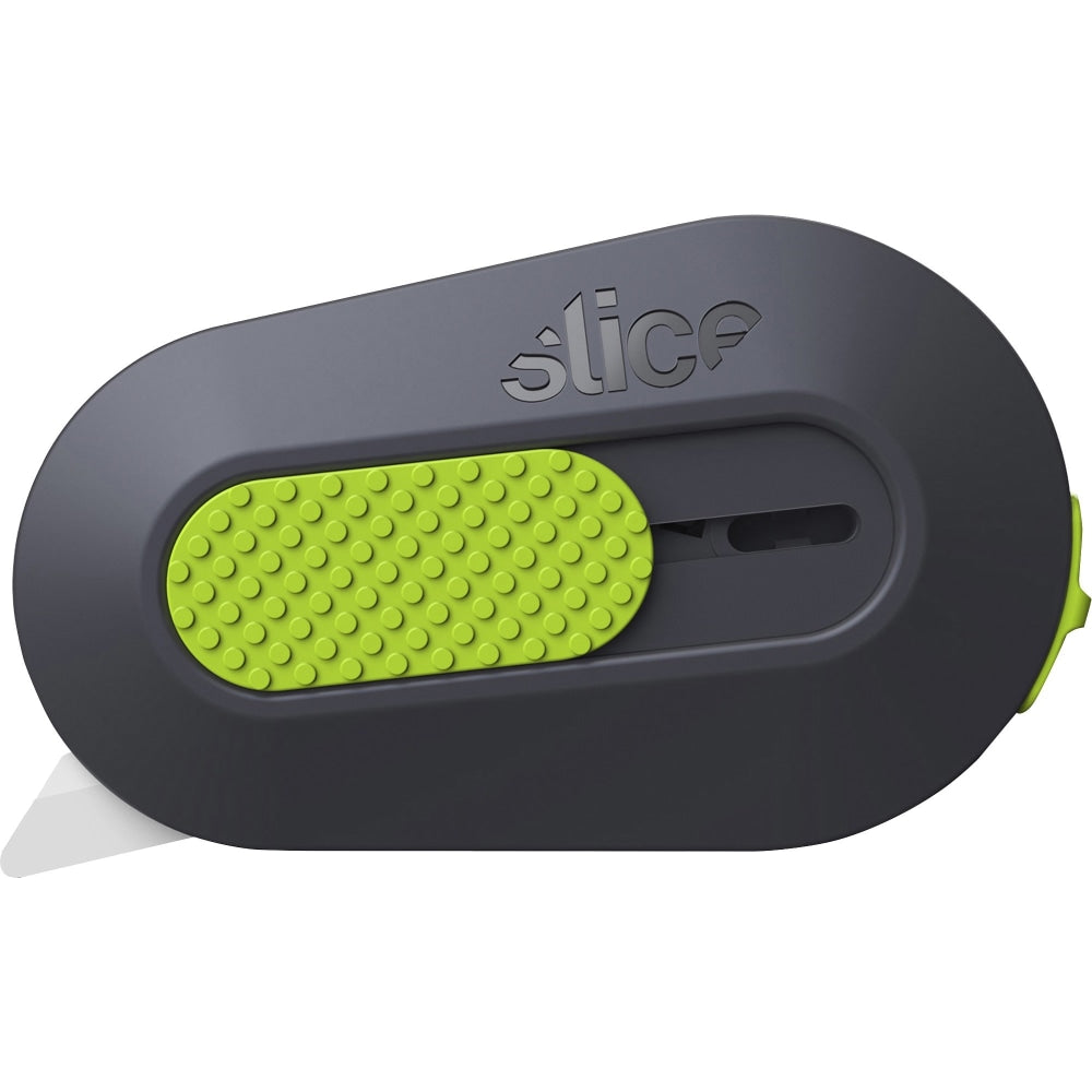 Slice Retract Mini Cutter - Ceramic Blade - Built-in Magnet, Retractable, Non-sparking, Non-conductive, Rubberized Slider Button, Rust-free - Gray, Green - 2.4in Length - 1 Each)