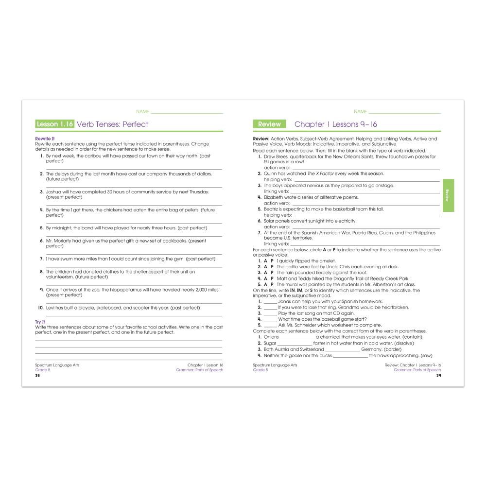 Carson-Dellosa Spectrum Language Arts Workbook, Grade 8