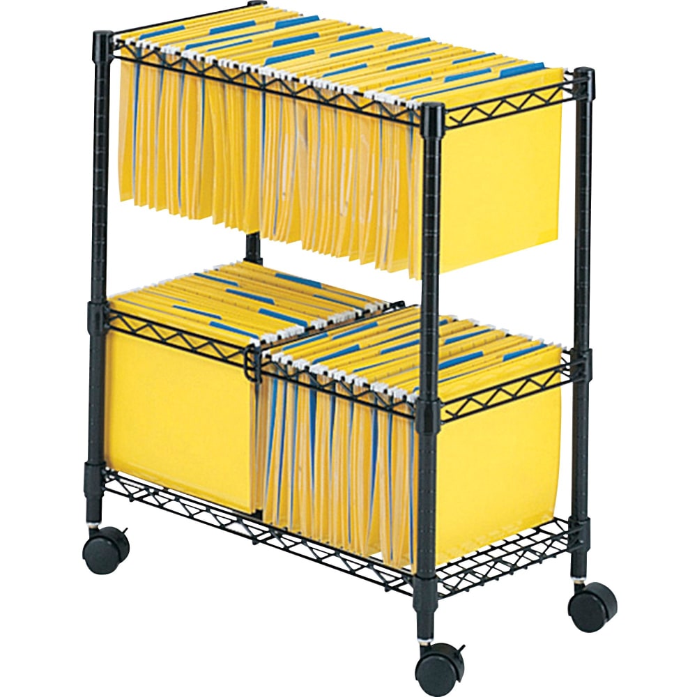 Safco 2-Tier Rolling File Cart, Black