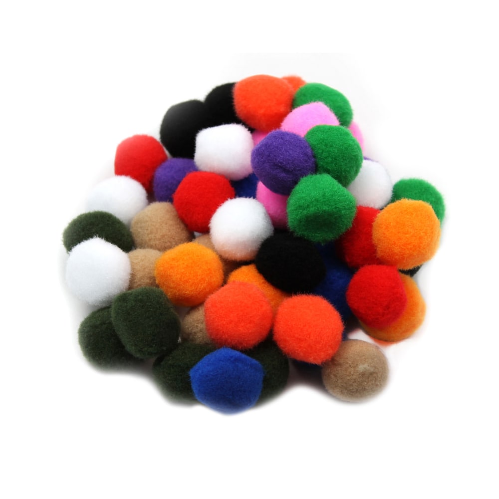 Charles Leonard Pom-Poms, Assorted Colors, 50 Pom-Poms Per Pack, Set Of 12 Packs