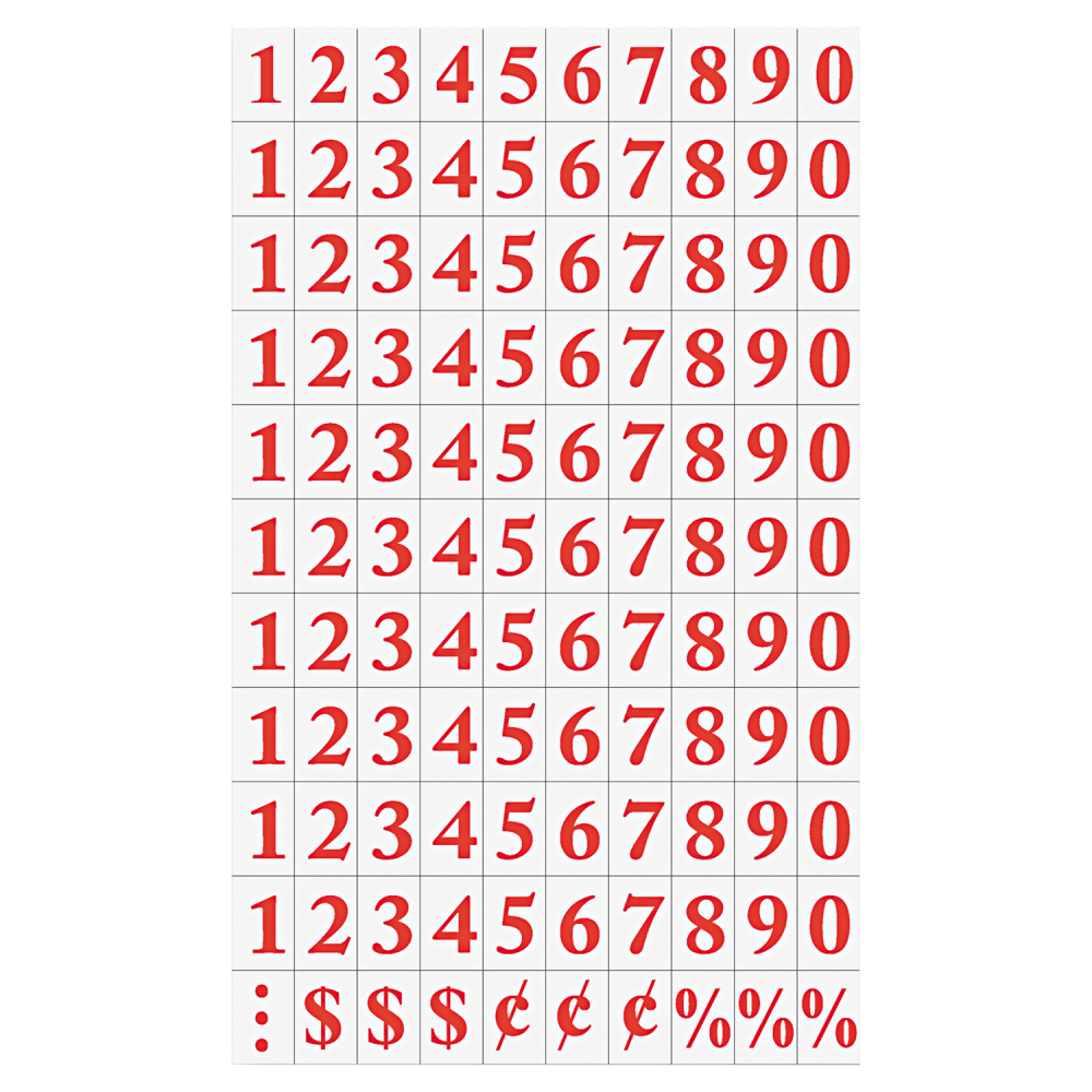 MasterVision Magnetic Numbers & Symbols, 3/4in x 1/2in, Red, Pack Of 112