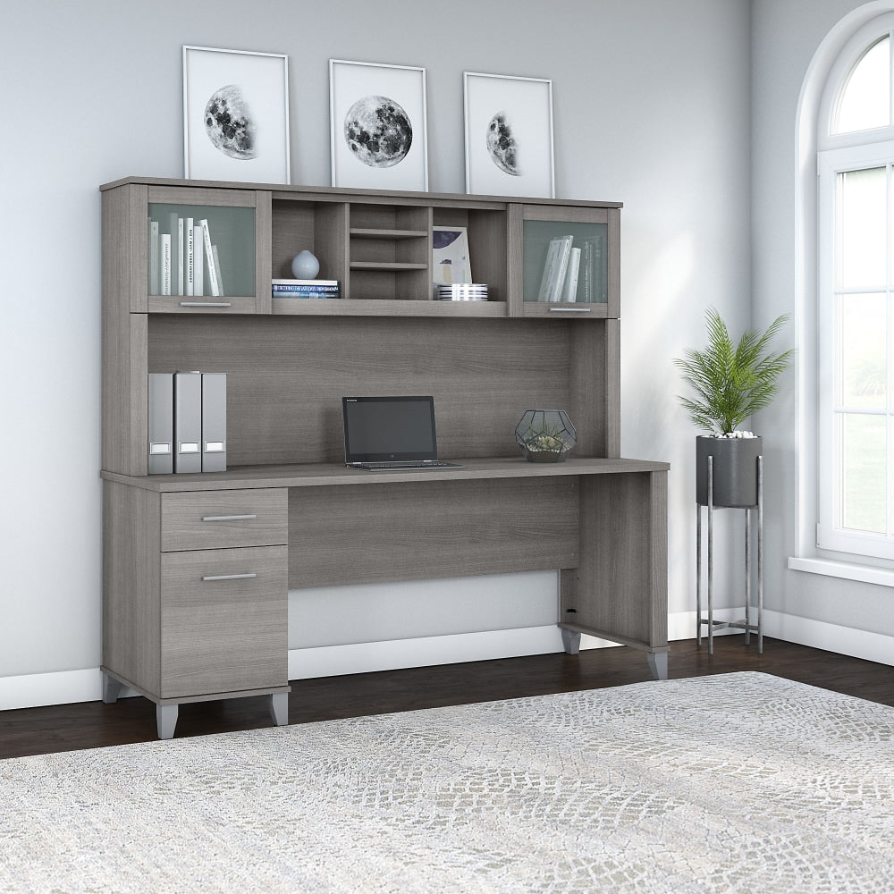 Bush Furniture Somerset Office Desk With Hutch, 72inW, Platinum Gray, Standard Delivery