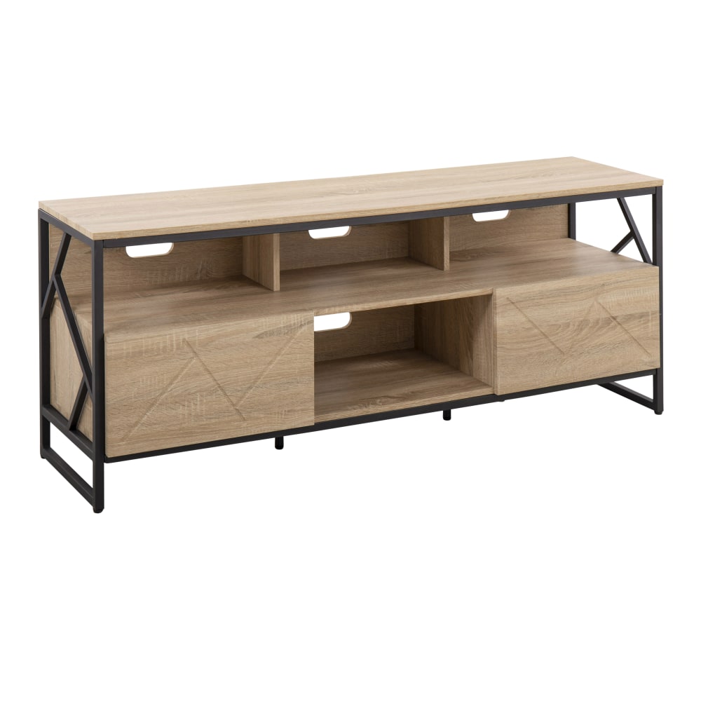 LumiSource Folia Contemporary TV Stand For 60in TVs, 24inH x 58-3/4inW x 16-1/4inD, Natural/Black