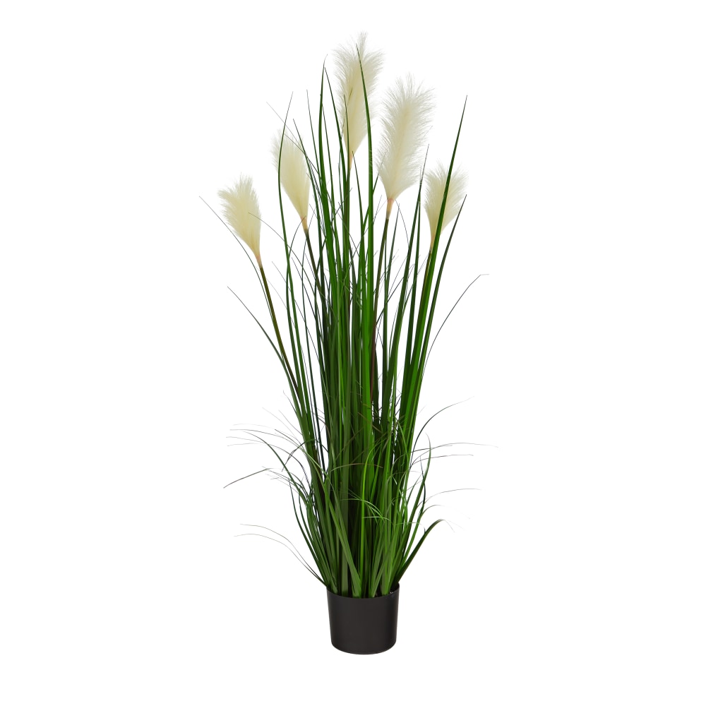 Nearly Natural Plume Grass 48inH Artificial Plant With Planter, 48inH x 16inW x 16inD, Green/Black