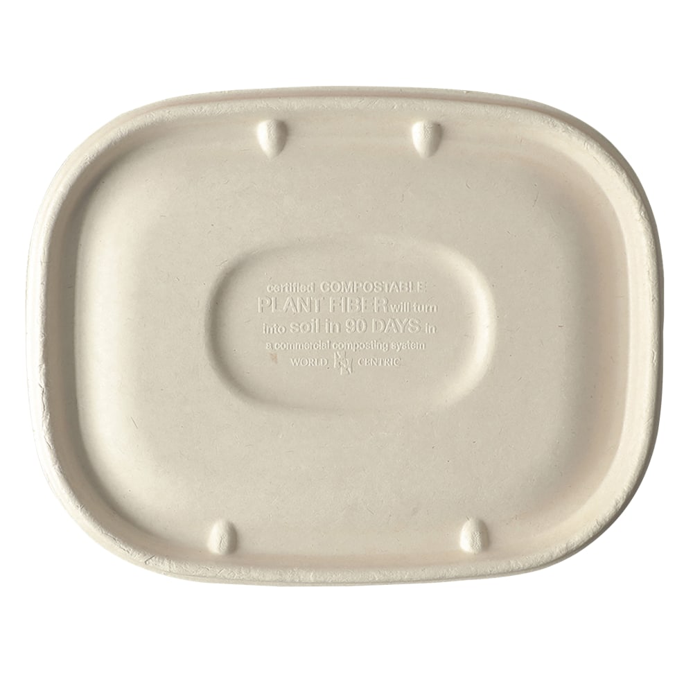 World Centric Fiber Container Lids, 8-15/16inH x 6-15/16inW x 7/16inD, Natural, Carton Of 400 Lids