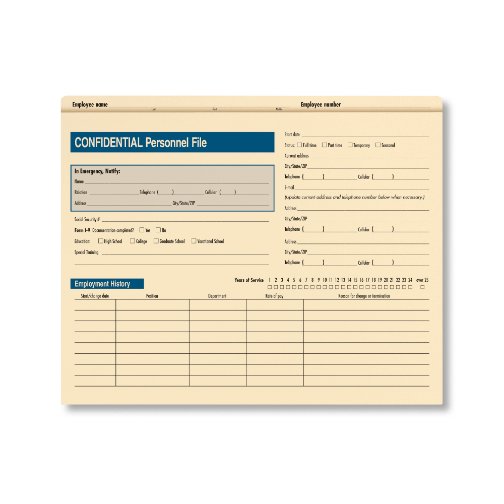 ComplyRight Confidential Personnel Files, 9 1/2in x 11 3/4in, Manila, Pack Of 25