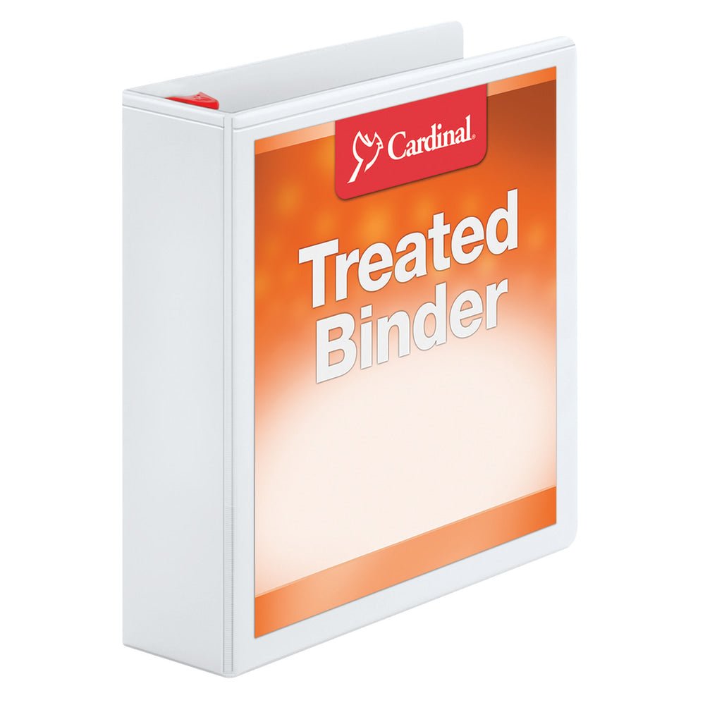 Cardinal Treated ClearVue Locking 3-Ring Binder, 2in D-Rings, 52% Recycled, White