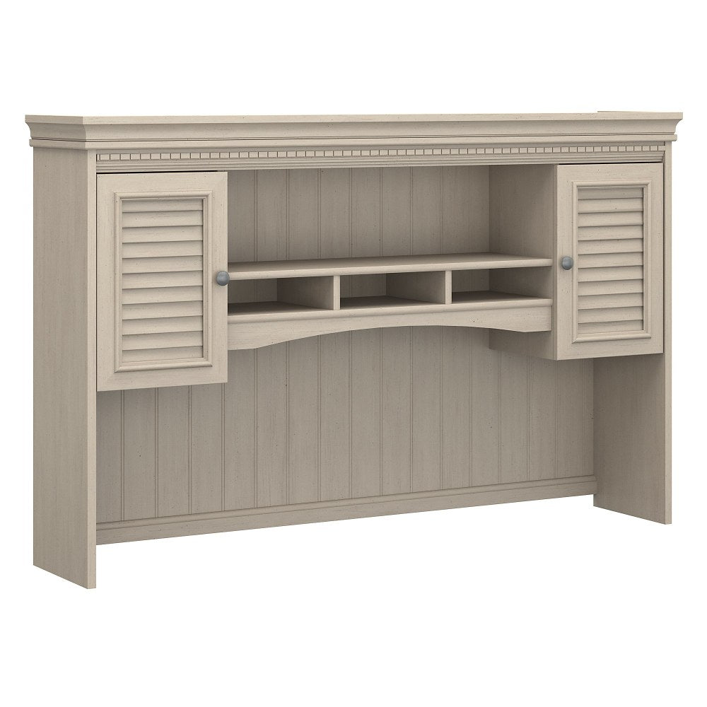 Bush Furniture Fairview 60inW L Shaped Desk Hutch, Antique White, Standard Delivery