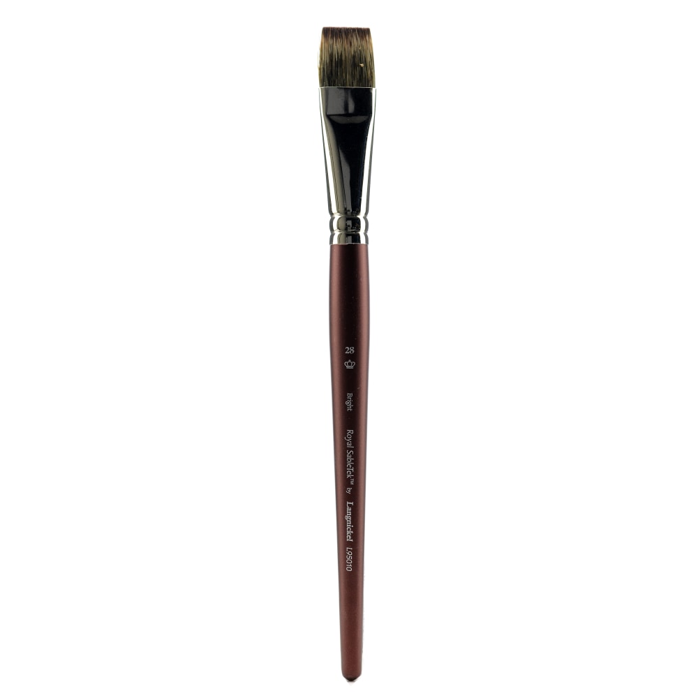 Royal & Langnickel Sabletek Short-Handle Paint Brush, L95010, Size 28, Bright Bristle, Sable Hair, Dark Brown