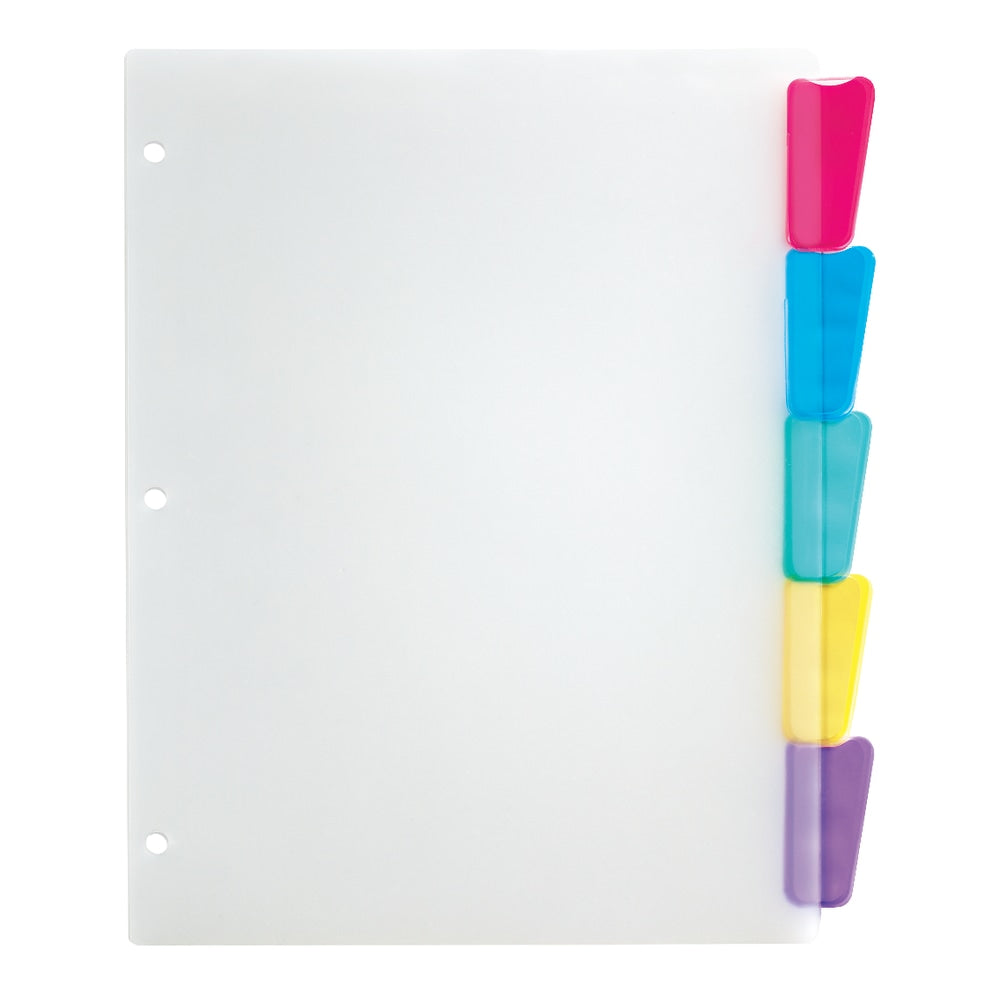 Office Depot Brand Plastic Dividers With Insertable Rounded Tabs, Multicolor, 5-Tab