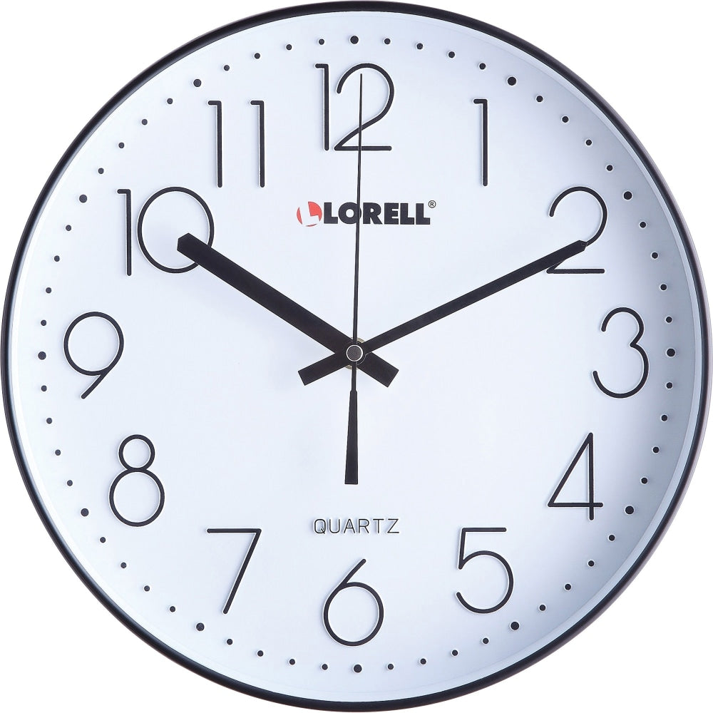 Lorell 12in Round Quiet Wall Clock - Analog - Quartz - Black