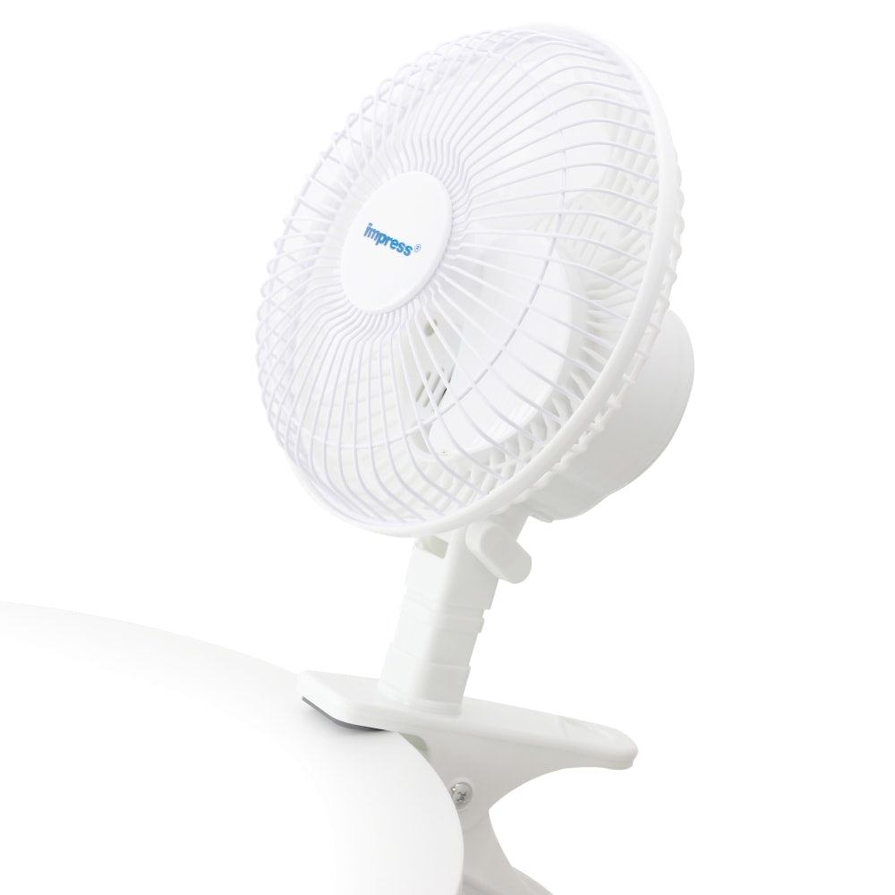 Impress 2-In-1 Clip/Desk Fan, 6inH x 12inW x 6inD, White