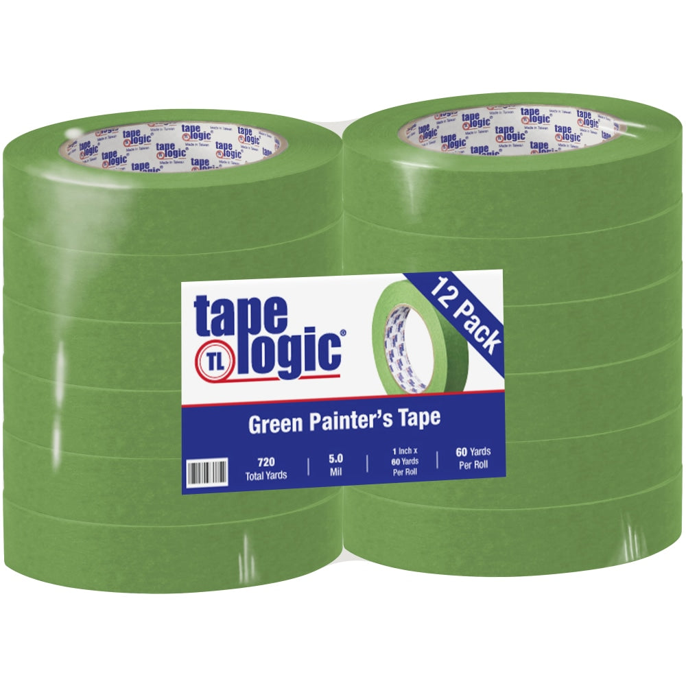 Tape Logic 3200 Painters Tape, 3in Core, 1in x 180ft, Green, Case Of 12