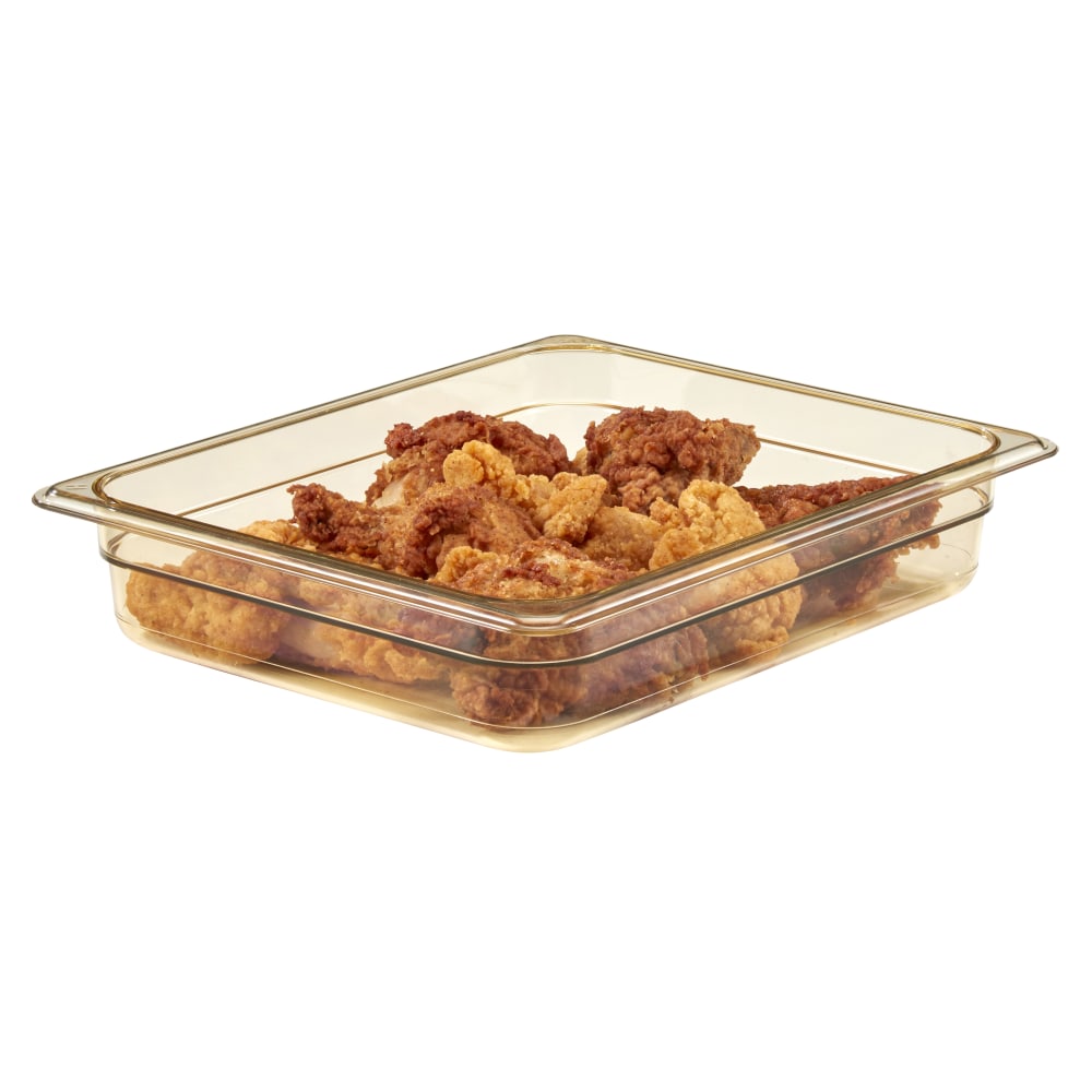 Cambro H-Pan High-Heat GN 1/2 Food Pans, 2inH x 10-7/16inW x 12-3/4inD, Amber, Pack Of 6 Pans