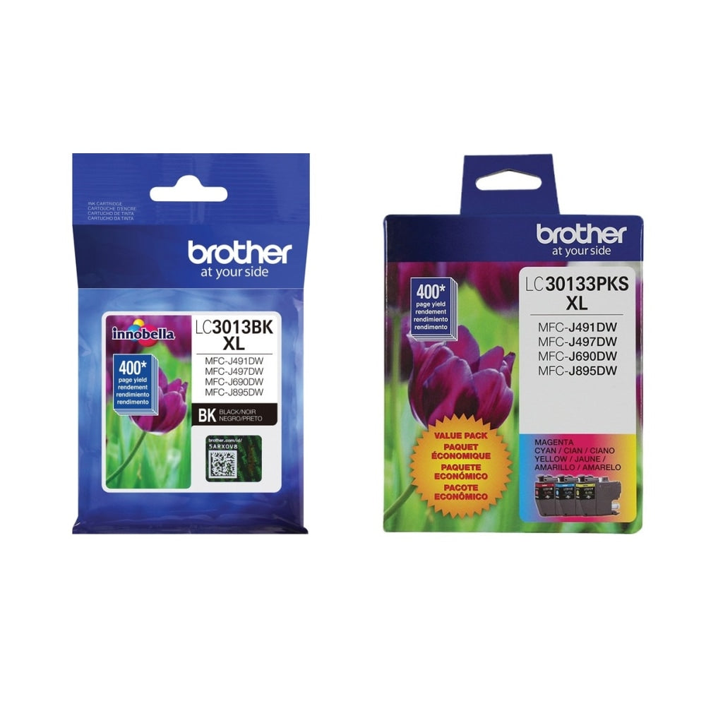 Brother LC3013 Black; Cyan; Magenta; Yellow High-Yield Ink Cartridges, Pack Of 4, LC3013SET-OD