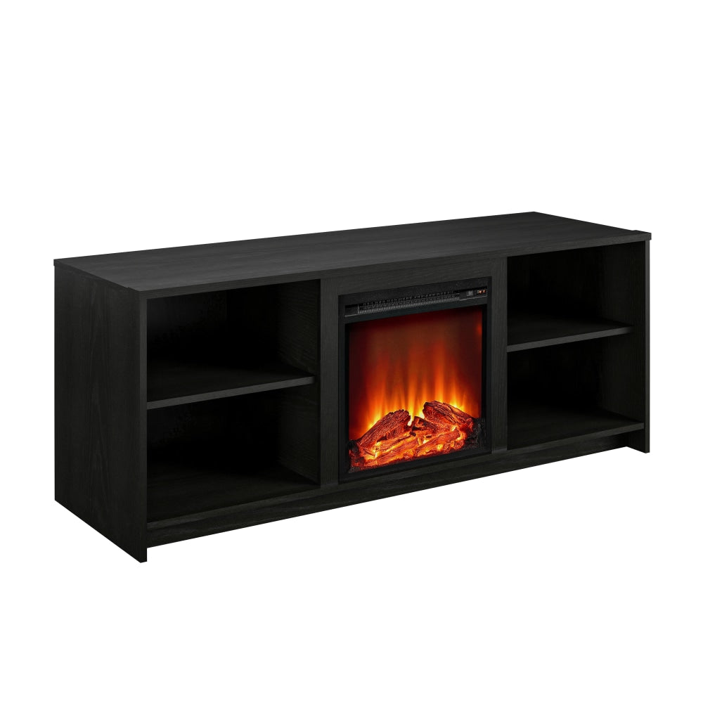 Ameriwood Home Cabrillo Fireplace TV Stand For TVs Up To 65in, 23-7/16inH x 59-3/4inW x 19-3/4inD, Black