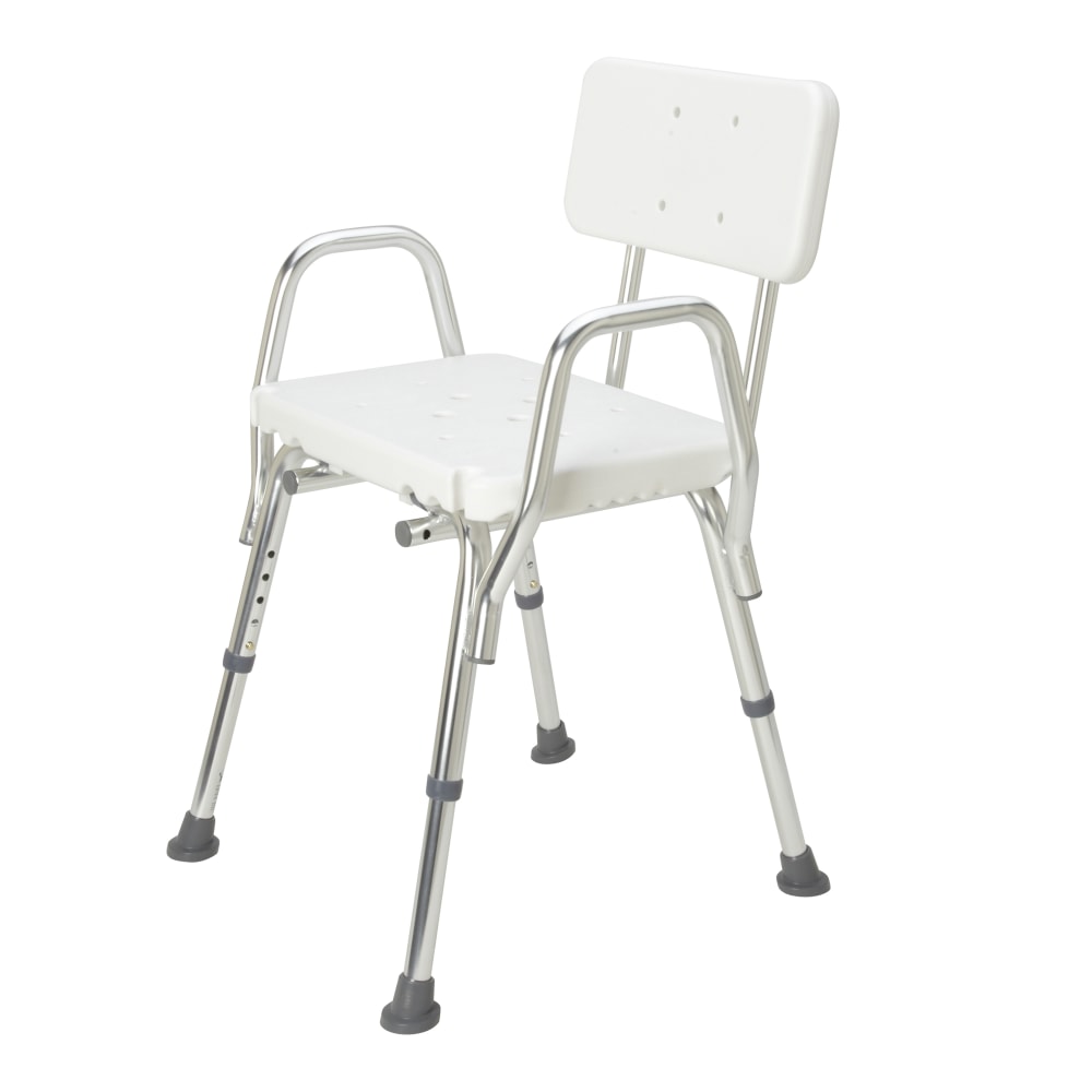 DMI Heavy-Duty Bath And Shower Chair With Arm, Removable Backrest, 28inH x 19inW x 13inD, White