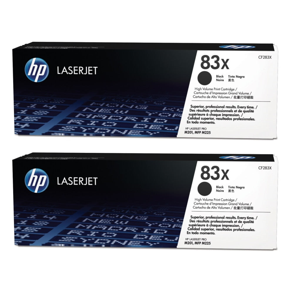 HP 83X Black High Yield Toner Cartridges, Pack Of 2, CF283X