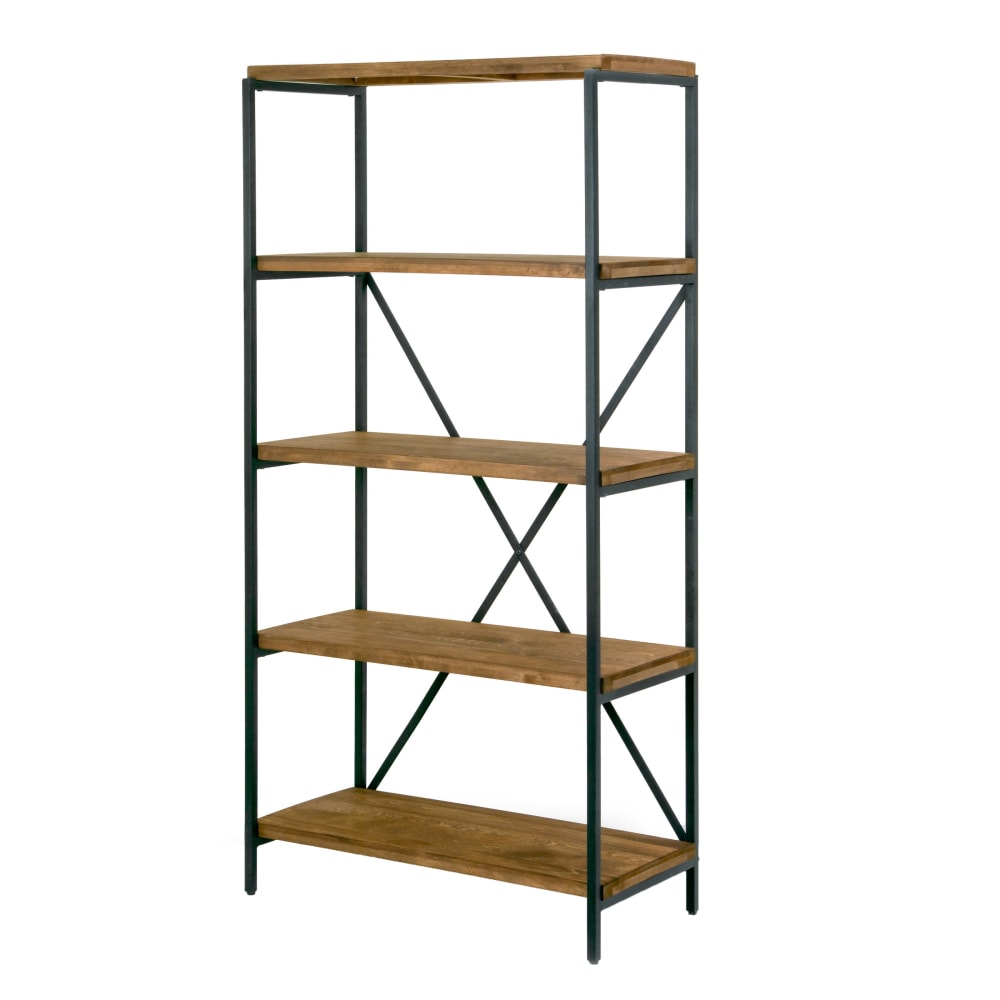 Glamour Home Ailis 68inH Etagere Bookcase, Brown