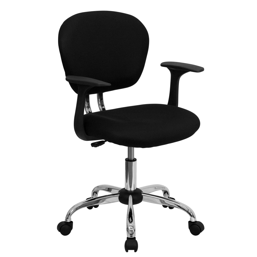 Flash Furniture Mesh Mid-Back Swivel Task Chair With Arms, Black/Silver