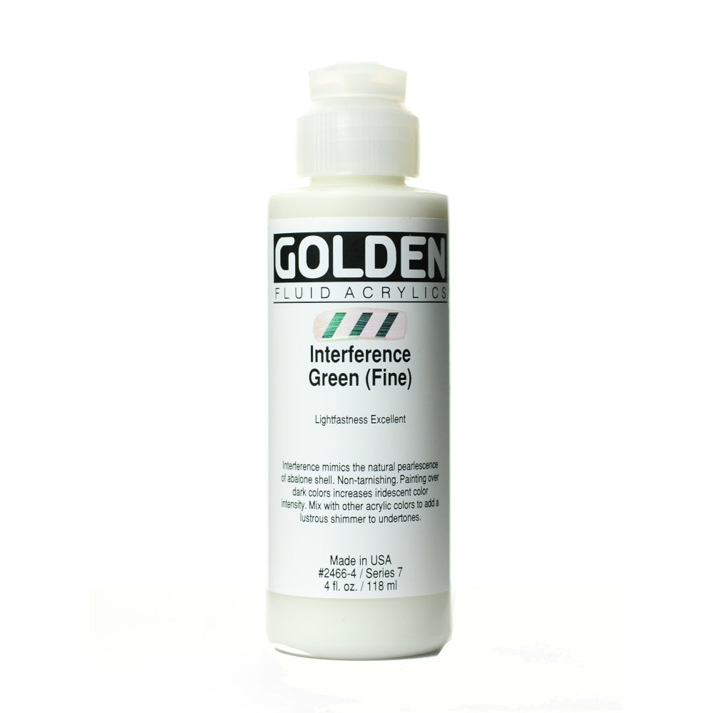 Golden Fluid Acrylic Paint, 4 Oz, Interference Green Fine