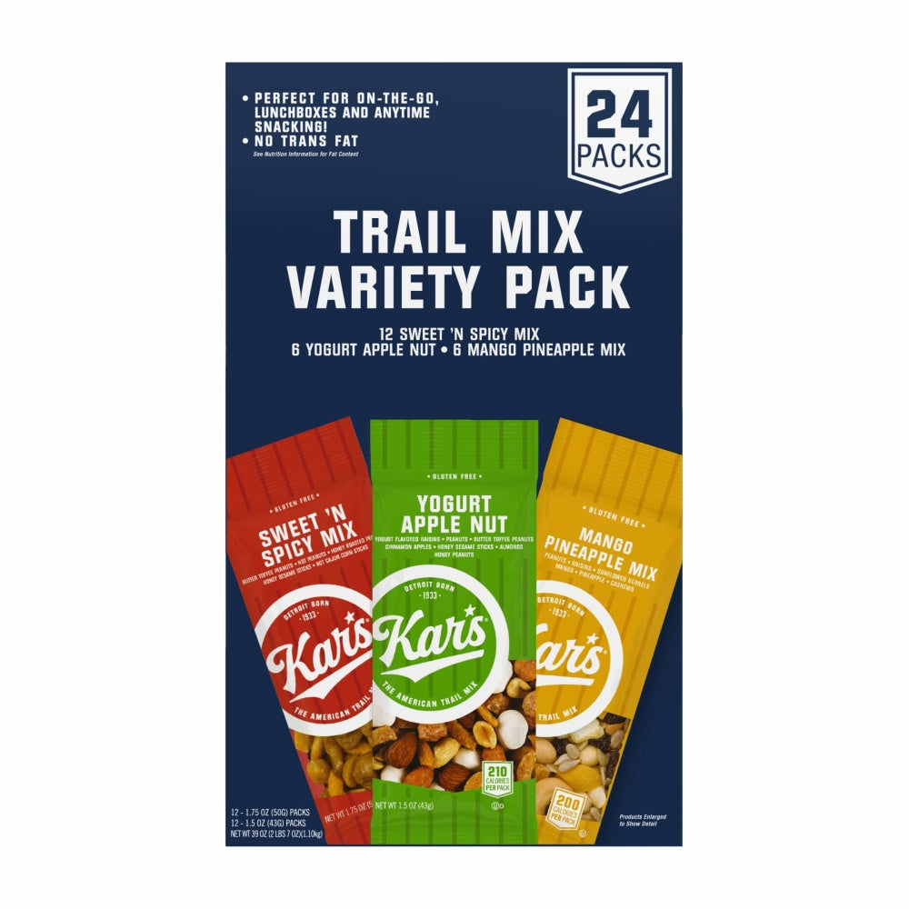 KARs Trail Mix Mixed Nuts Variety Pack, 24 Count