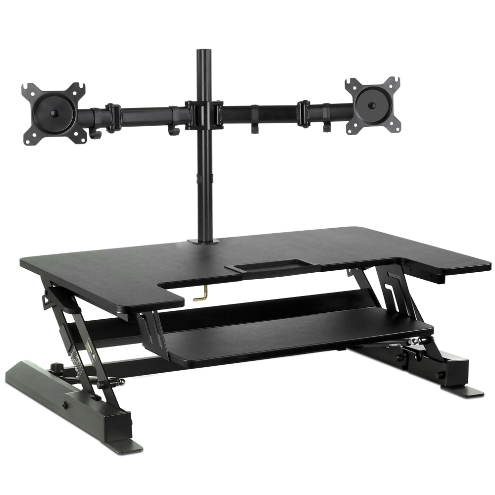 Mount-It! MI-7934 22inW Standing Desk Converter With Dual-Monitor Mount, Black