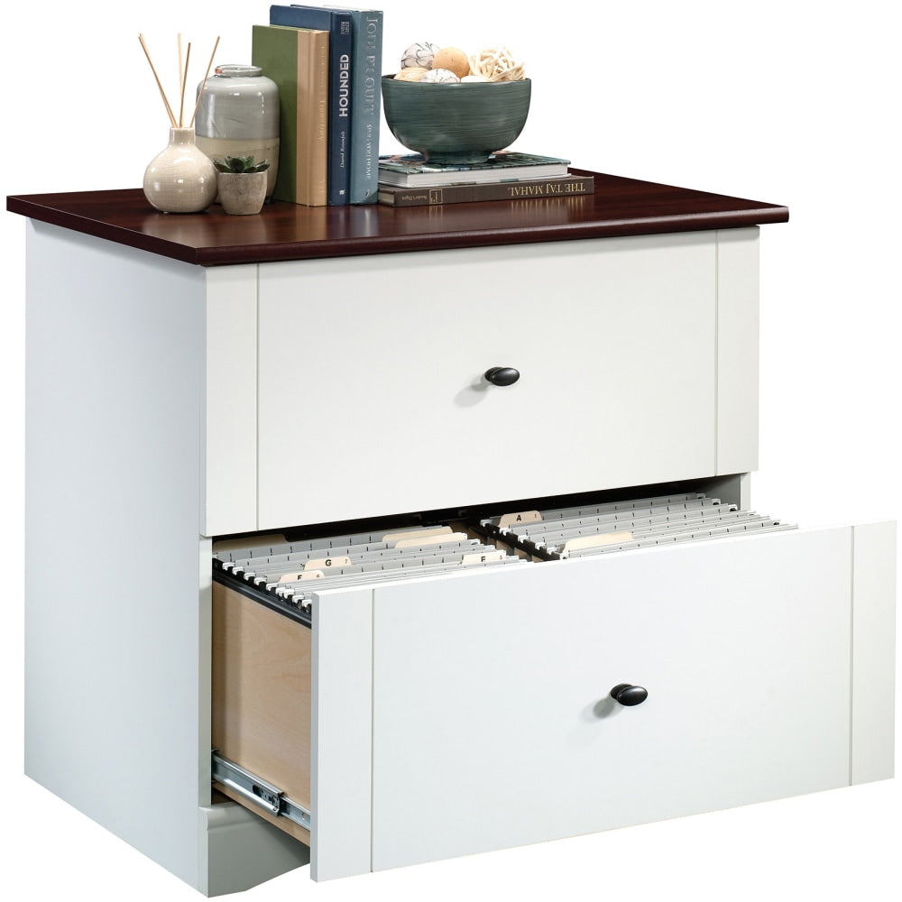 Sauder Select 32inW x 22inD Lateral 2-Drawer File Cabinet, Soft White/Select Cherry