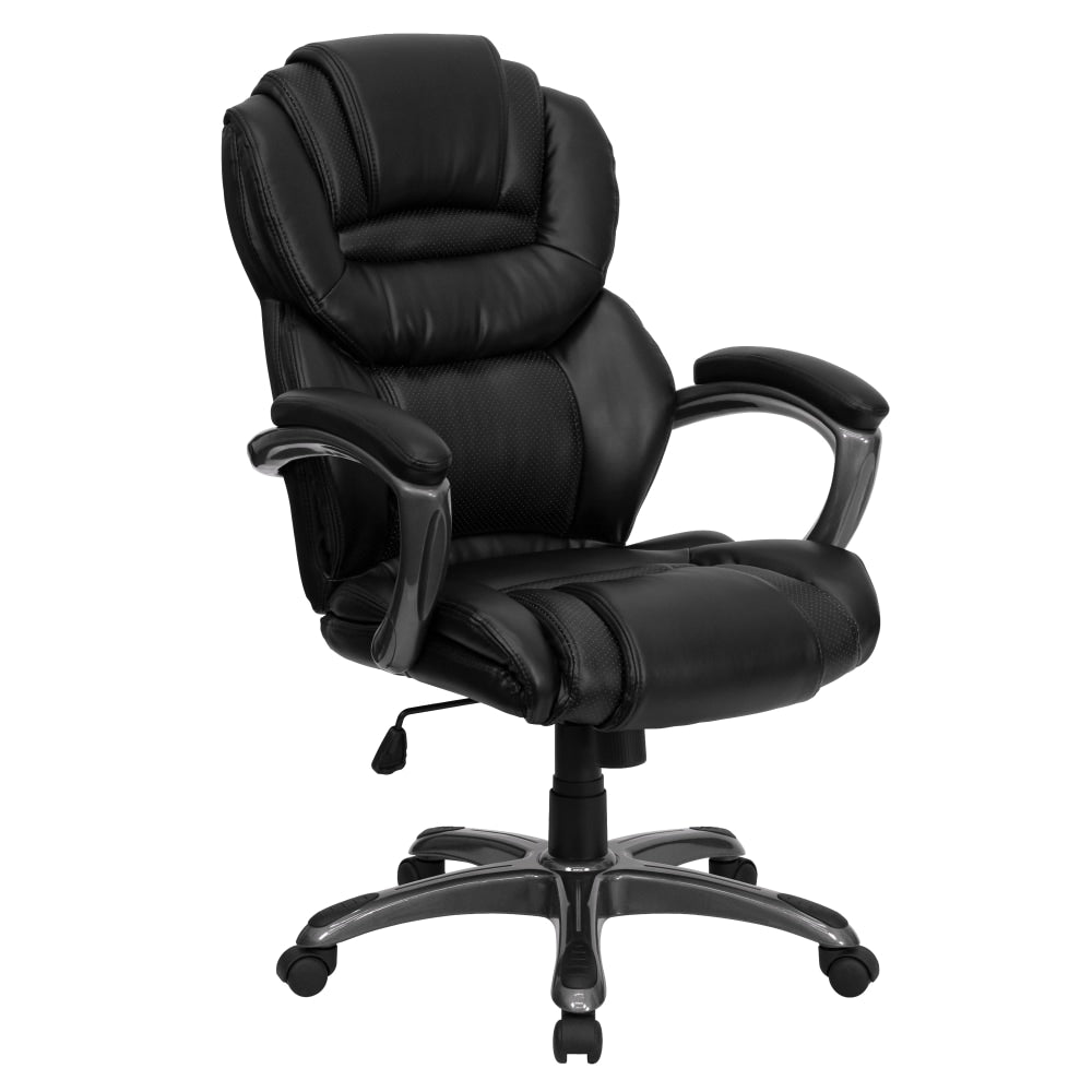 Flash Furniture Ergonomic LeatherSoft Faux Leather High-Back Chair, Black/Titanium