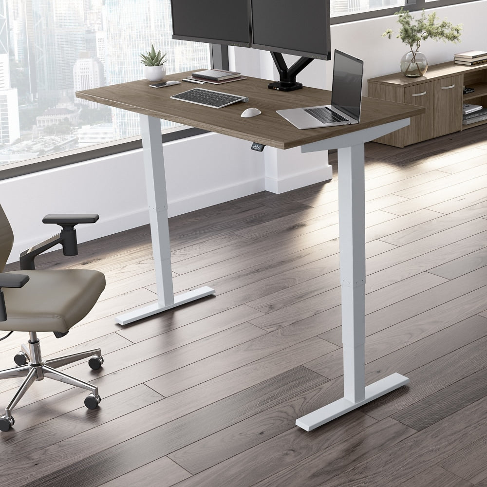 Bush Business Furniture Move 40 Series Electric Height-Adjustable Standing Desk, 28-1/6inH x 59-4/9inW x 29-3/8inD, Modern Hickory/Cool Gray Metallic, Standard Delivery